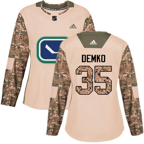 Adidas Canucks #35 Thatcher Demko Camo Authentic 2017 Veterans Day Women's Stitched NHL Jersey